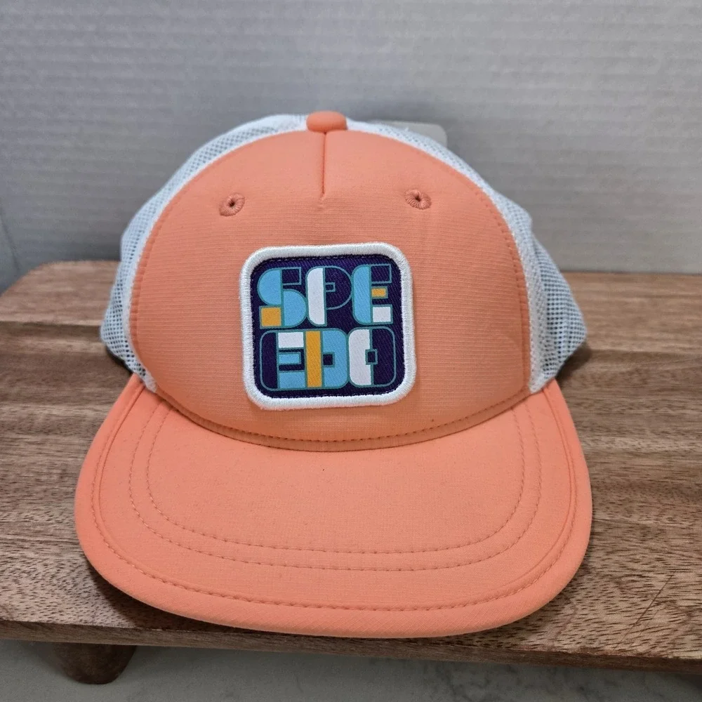 Speedo Kids Trucker Hat Coral Sands Mesh Snapback Floating Cap NWT Adjustable